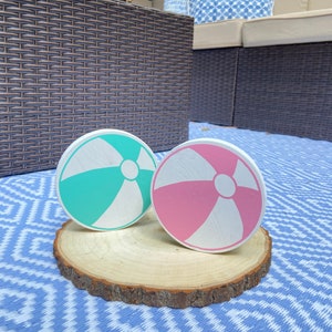 Wooden Beach Ball Decor: Coastal Tiered Tray Set