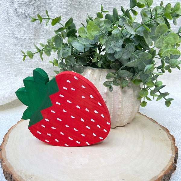 Wooden cutout Strawberry | Strawberry Decor | Summer Decor, Strawberry Tiered Tray | Fruit Decor | Strawberry Wood Slices