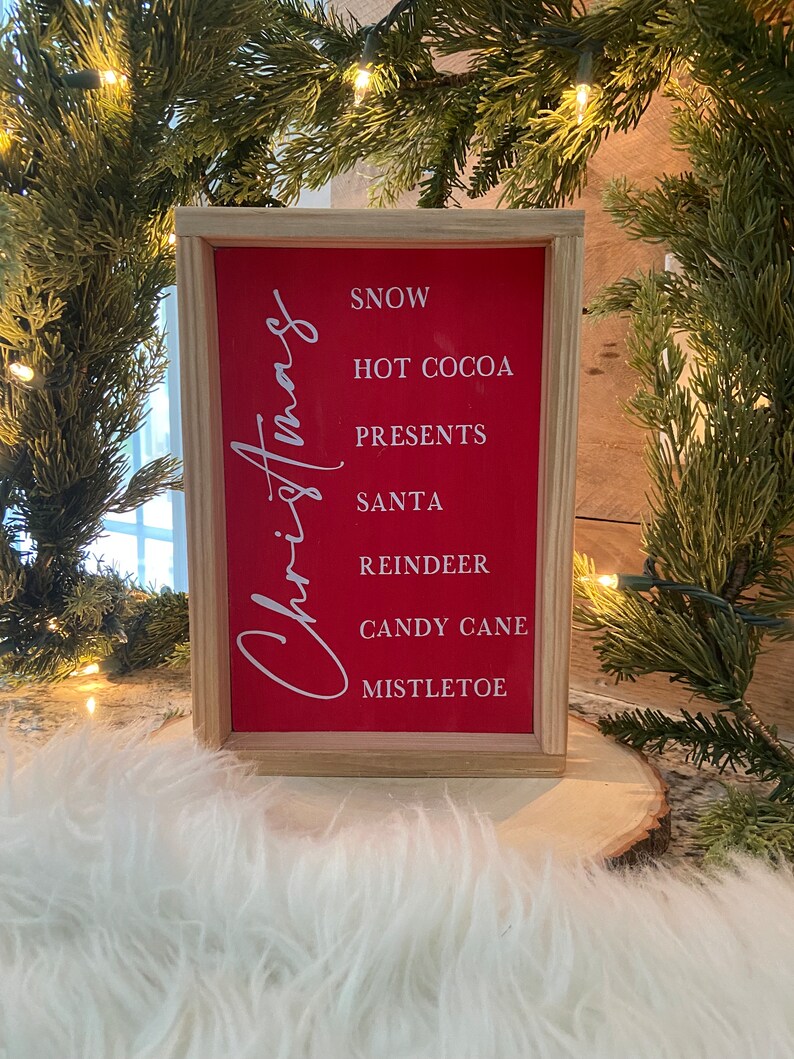 Handmade Christmas Sign: Red & White Holiday Favorites Decor - Etsy