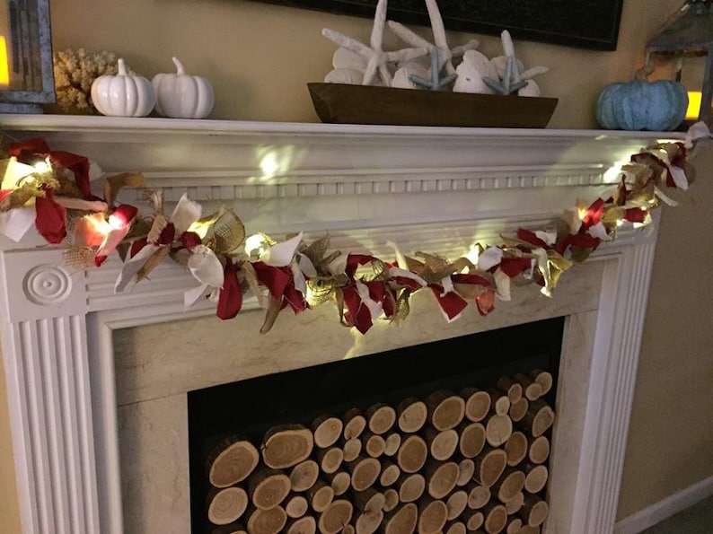 Lighted Rag Garland Christmas Garland With Lights Light up Etsy