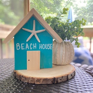Wooden Decorative Beach House | Beach Tiered Tray Decor | Coastal Decor | Coastal Farmhouse | Beach House Decor | Beach Gift | Beach Life