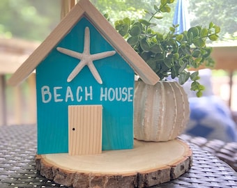 Wooden Decorative Beach House | Beach Tiered Tray Decor | Coastal Decor | Coastal Farmhouse | Beach House Decor | Beach Gift | Beach Life