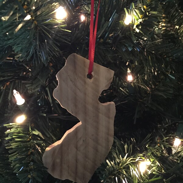 New Jersey Wooden State Cutout Ornament Cutout Reclaimed Wood Christmas Tree Ornaments | State Ornament