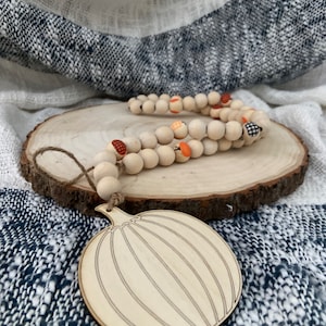 Fall Decor | Fall Wooden Bead Garland | Fall Garland | Fall tiered tray | Boho Fall | Farmhouse Fall | Pumpkin Garland | Laser Engraved Sign