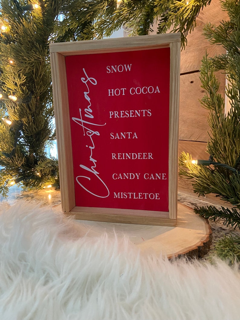 Handmade Christmas Sign: Red & White Holiday Favorites Decor - Etsy