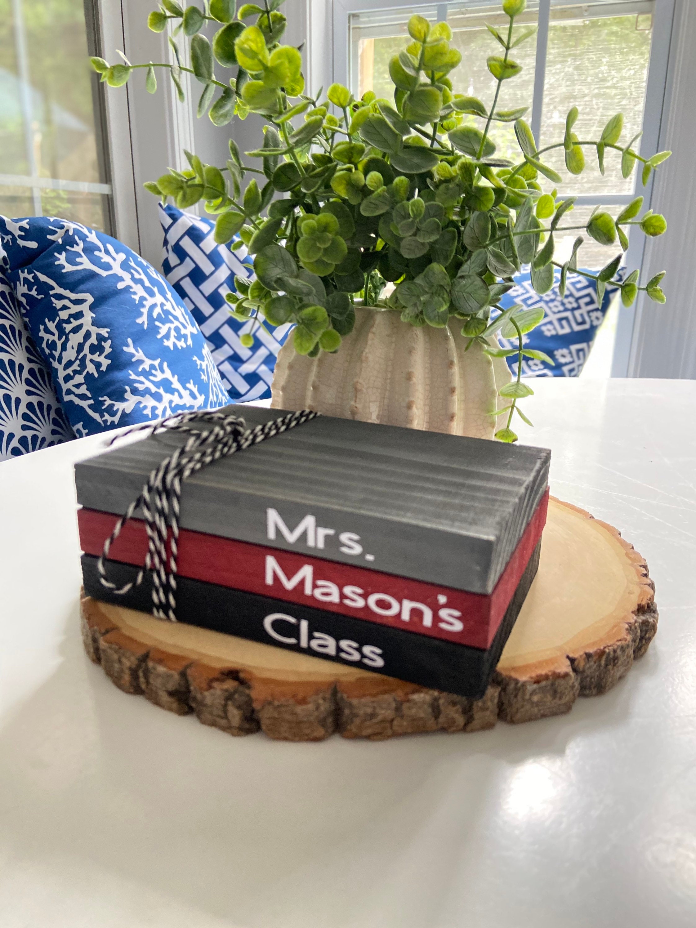 Personalized Teacher Book Stack | Your school colors | Teacher Gift | Classroom Decor