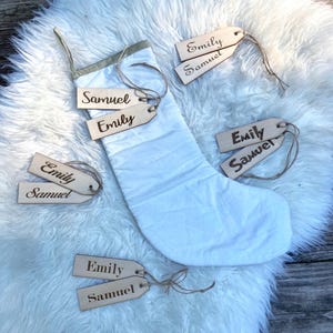 Personalized Wooden Stocking Tag: Laser Engraved Name Ornament Place Card Friendsmas Friendsgiving