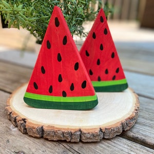 Watermelon Decor | Summer tiered tray decor | Set of 2 wooden watermelon slices | Summer Decor | Fruit Decor | Watermelon Wood Slices