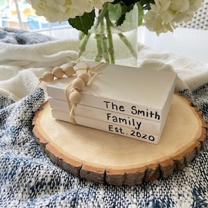 Personalized Family Book Stack | Wedding Gift | Faux Stacked Books | Family Book Stack | Tiered Tray Decor | Farmhouse Decor | Anniversary