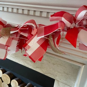 6 Foot Red & White Buffalo Check Rag Garland Valentines Day Decor ...