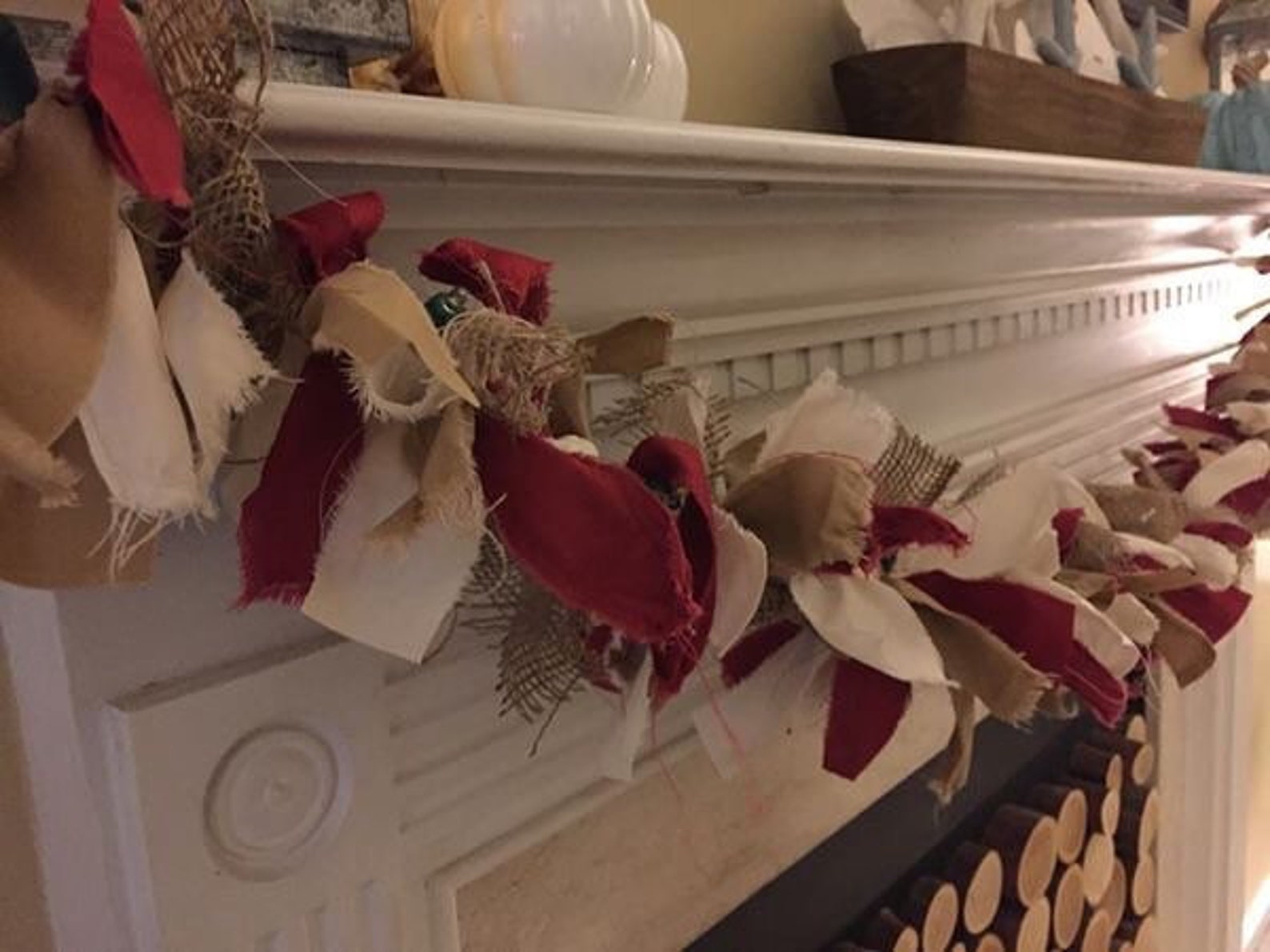 Lighted Rag Garland Christmas Garland With Lights Light up Etsy