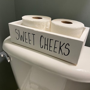 Wood Toilet Paper Storage Box | Toilet Paper Holder | Sweet Cheeks Toilet Paper Box | Farmhouse Bathroom Decor | Wooden Box | Bathroom Decor