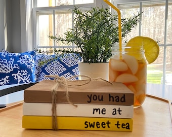 Sweet Tea Book Stack: Hand-Painted Reclaimed Wood Tiered Tray Decor