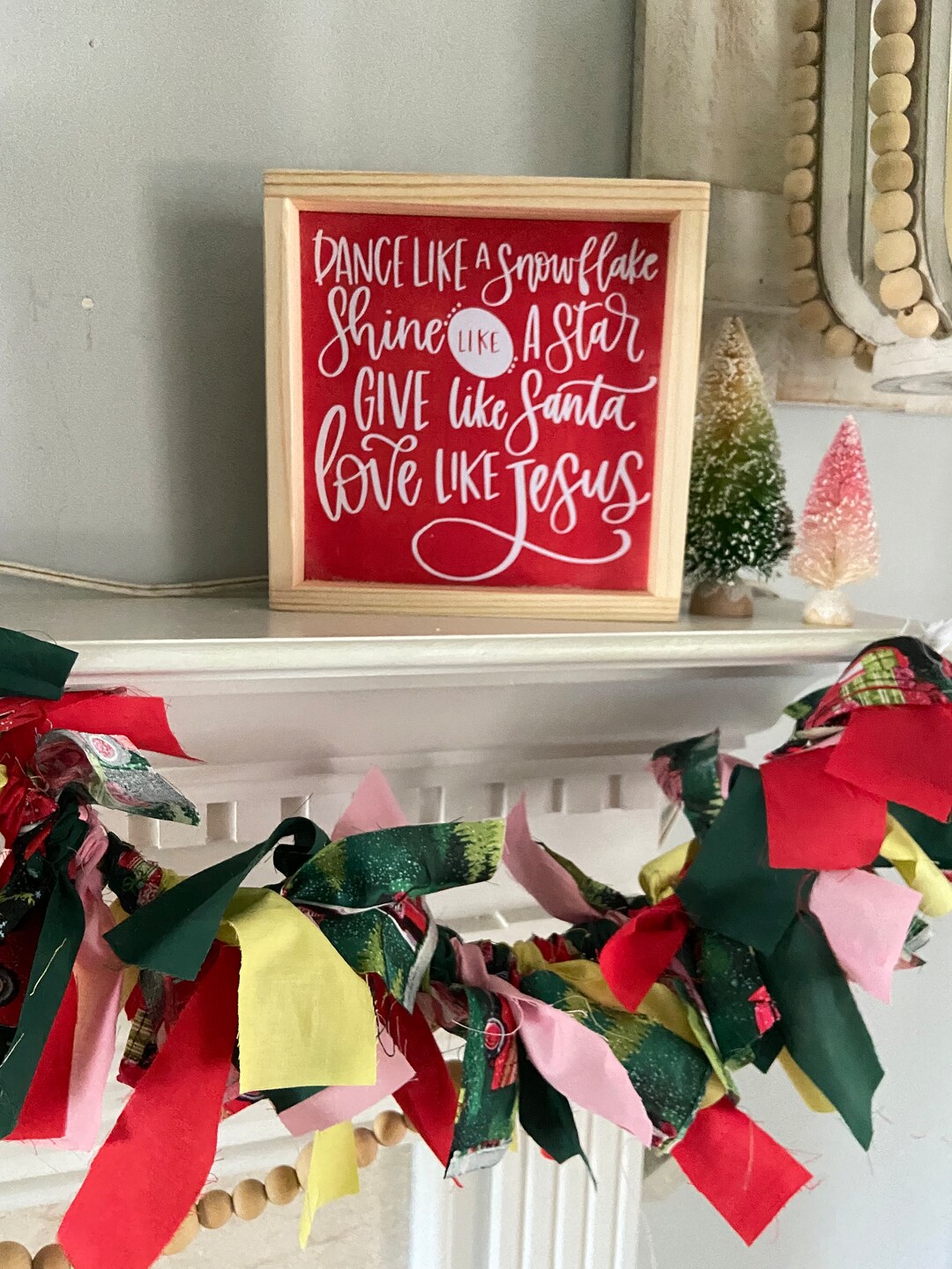 Christmas Sign & Rag Garland Bundle: Holiday Home Decor - Etsy