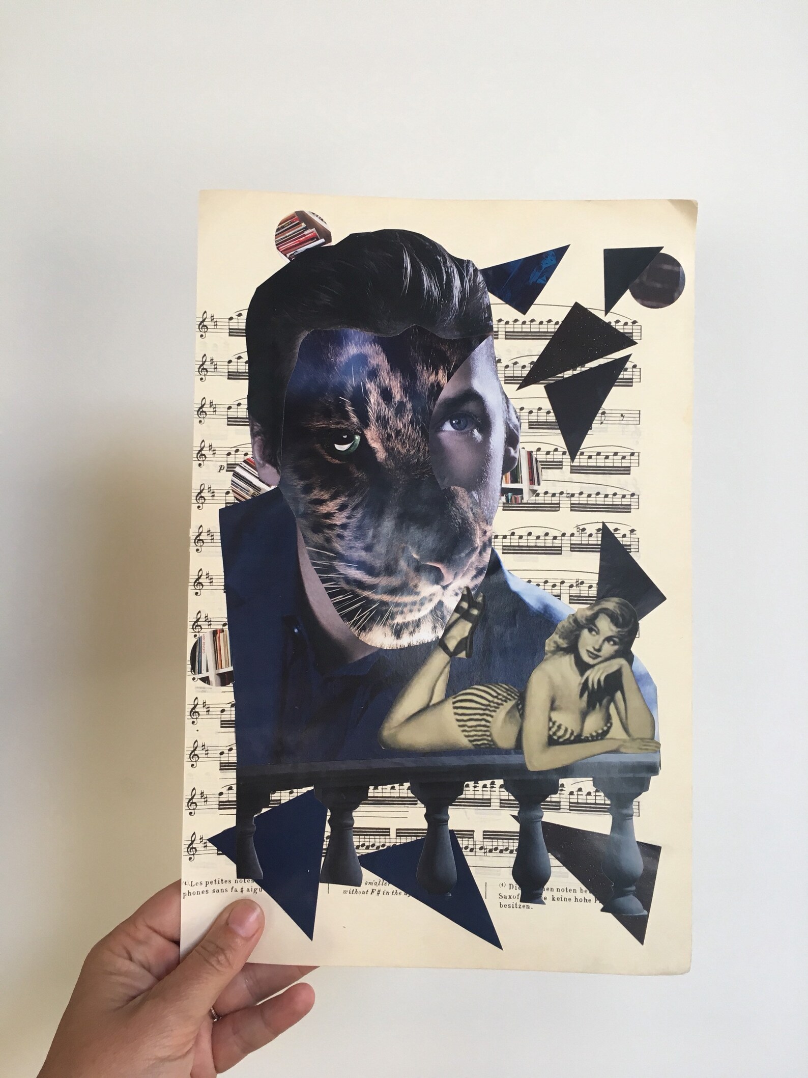 Sheet music art paper collage art mixed media collage art Etsy