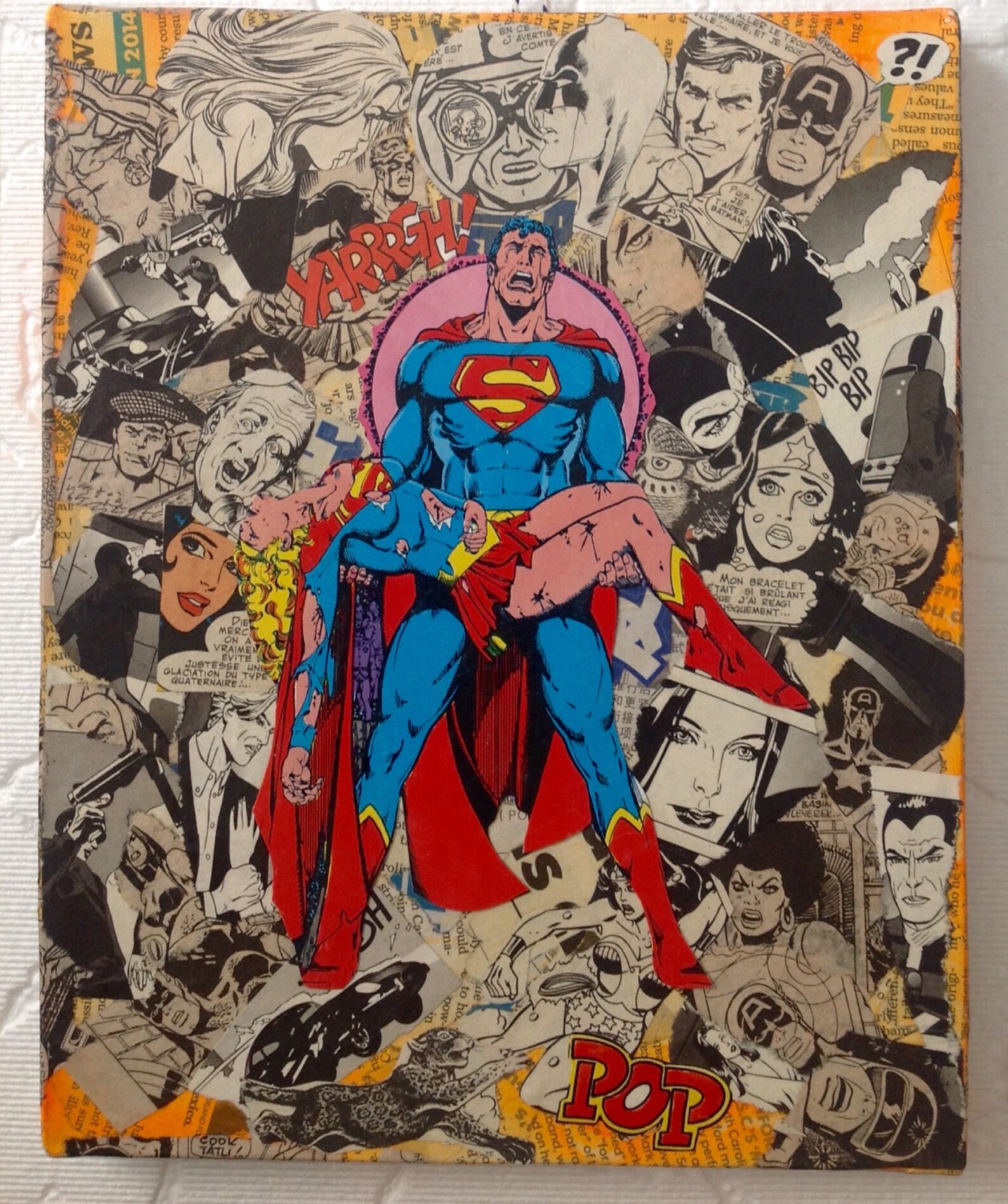 Superman Canvas Art Mixed Media Collage Art Superman Wall Etsy