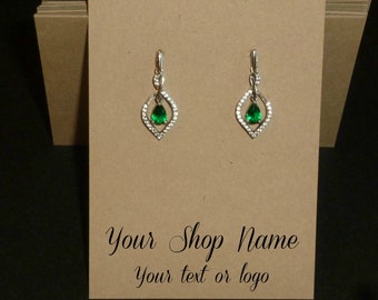 Kraft Earring Cards (250) - personalized 2.5"x3.5" jewelry display cards . rounded or square corners . free US shipping . Etsy shop supplies