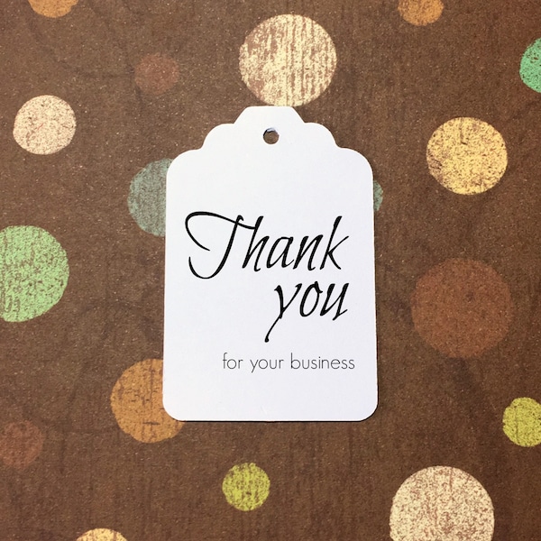 Thank You for Your Business . scallop top tags merchandise tags bright white modern hang tags Etsy shop supplies FREE SHIPPING biz supplies