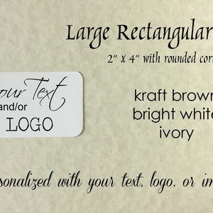 Étiquettes rectangulaires - grandes étiquettes imprimées personnalisées, coins arrondis de 5 x 10 cm, étiquettes volantes surdimensionnées, cadeaux, mariages, produits, texte/logo personnalisé