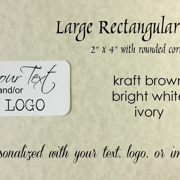 Rectangular Tags - extra large custom printed tags . 2" x 4" with rounded corners . oversize hang tags . gifts, weddings, products