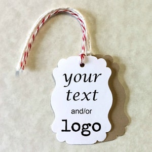 Personalized Tags - elegant custom printed tags . fancy edge tags 1.625" x 2.25" . pretty, elegant tags for gifts, weddings, products