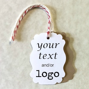 Personalized Tags - elegant custom printed tags . fancy edge tags 1.625" x 2.25" . pretty, elegant tags for gifts, weddings, products