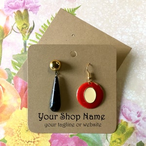 Tarjetas de aretes cuadrados (100): tarjetas kraft grandes de 3,5", personalizadas para su negocio. Tarjetas para exhibir joyas. Suministros de la tienda de Etsy. Hecho a mano