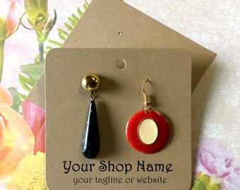 Square Earring Cards (100) - large kraft cards 3.5", personalized for your business . jewelry display cards . Etsy shop supplies . handmade
