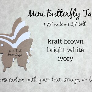 Mini Butterfly Tags - kleine, op maat gemaakte tags van 1,25 inch hoog x 1,75 inch breed. schattige kleine kaartjes voor sieraden of andere kleine spulletjes. gepersonaliseerd