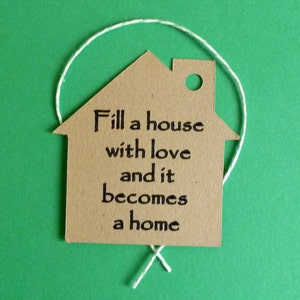 Kraft House Tags - grote (2.5 "x 2.5") Tags met touw stropdassen. prijs, product of cadeaukaartje . bedrukte tags voor open huis, reclame, feesten