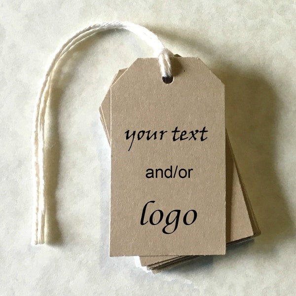 Mini Luggage Style Tag  - custom printed tags for gifts or products . personalized with your text or image . 1.25" x 2.25" tags with twine