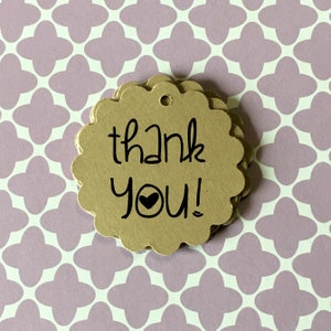 Etichette di ringraziamento: etichette rotonde smerlate kraft da 1,5". Forniture per negozi Etsy. Etichette a cuore per prodotti, regali, bomboniere. Piccole etichette stampate