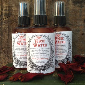 Rose Water 1772 Historical Recipe, Botanical Facial Toner, Victorian Makeup Facial Mist, Organic Rose Petals, Vegan Recipe