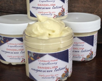 Dandelion Magnesium Lotion - nourishing and natural aid in leg cramps, muscle aches, PMS