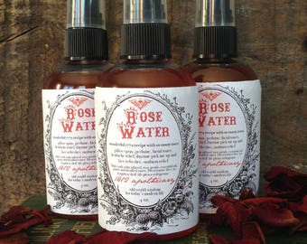 Rose Water 1772 Historical Recipe, Botanical Facial Toner, Victorian Makeup Facial Mist, Organic Rose Petals, Vegan Recipe