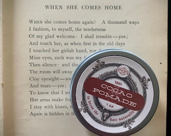 Pomada Cocao 1884 Pomada dura Bálsamo para piel y labios Peinado victoriano Vestido histórico Cuidado natural del cabello Pomada de fijación fuerte