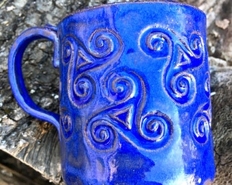 Pottery Mug Celtic Spiral Knot Ireland Celtic Pottery One Of A Kind Handmade Irish Knot Coffee Lover Gift Ceramic Mug