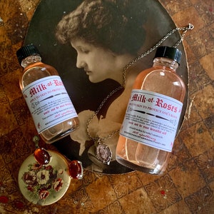 Milk of Roses, 1811 Victorian Recipe, Rose Face Toner, Makeup Remover, Vegan Skincare, Vintage, Historical Skincare, Micellar Water