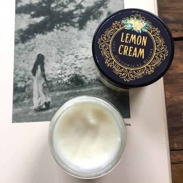 Lemon Cold Cream 1853 Intense Hydration Victorian Makeup Cleansing Cream 18th Century Glass Jar Age Spots Brightens Skin Balancing