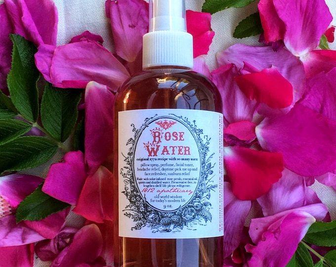 Rose Water 1772 Natural Facial Toner, Victorian Makeup, Face Cleanser, 18th Century Recipe, Vegan Friendly Formula