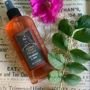 Hair Vinegar with Mother, Historical Haircare, Chamomile & Rose, Hair Vinegar, Natural Conditioner, Herbal Hair Growth, No Poo Shampoo