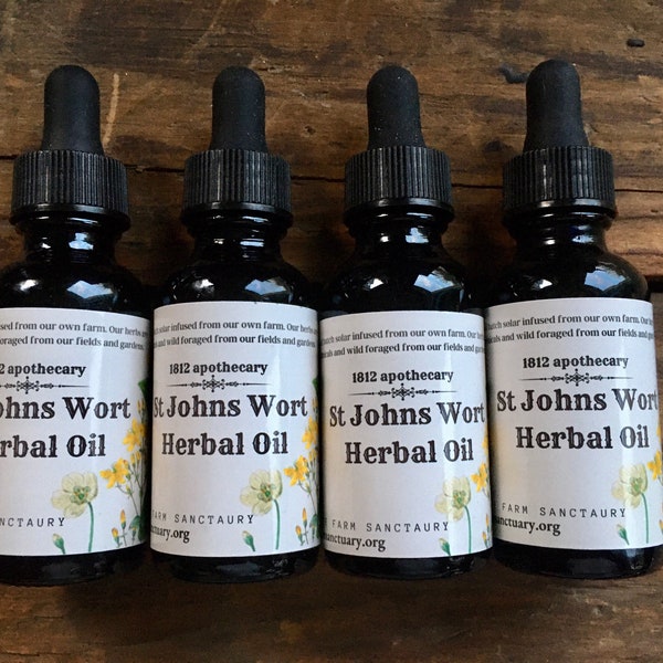 St Johns Wort Herbal Oil Farm Grown Organic Solar Infused Wild Foraged Skin Care Eczema Depression Arthritis Homeopathic