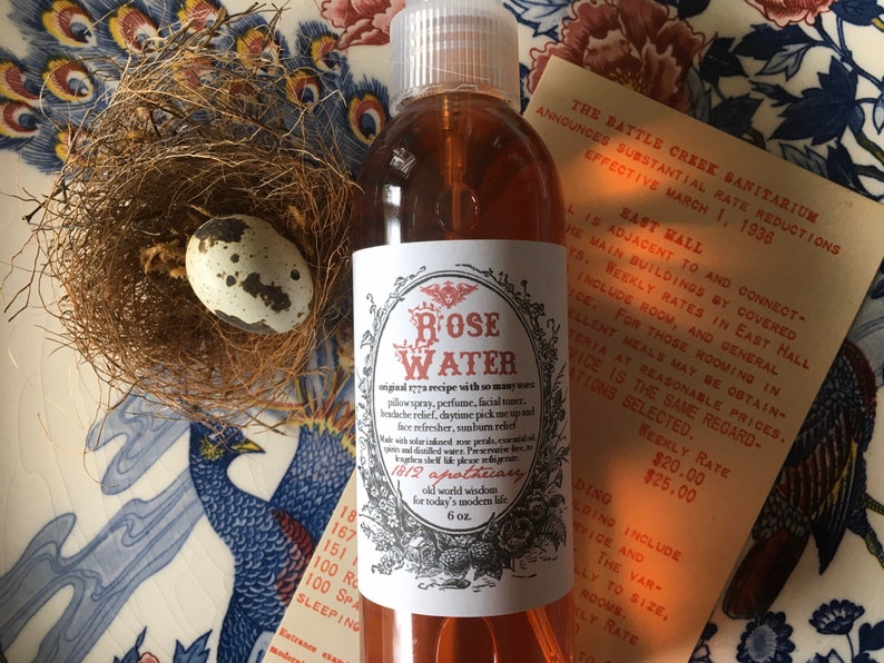 Simple, Natural 1930s Makeup Guide     Rose Water 6oz or 9 oz 1772 recipe Face Toner Organic Rosewater Moisturizer Victorian Makeup Historical Recipe Nourishing  AT vintagedancer.com