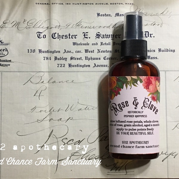 Rose & Clove Perfume Historically Inspired Victorian Fragrance Unisex Sweet Spicy Notes Vegan Vintage Makeup Natural Perfume