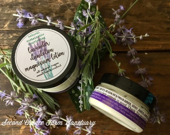Dandelion Magnesium Lavender Lotion, Magnesium Oil, Vegan, Wild Foraged, Magnesium Chloride