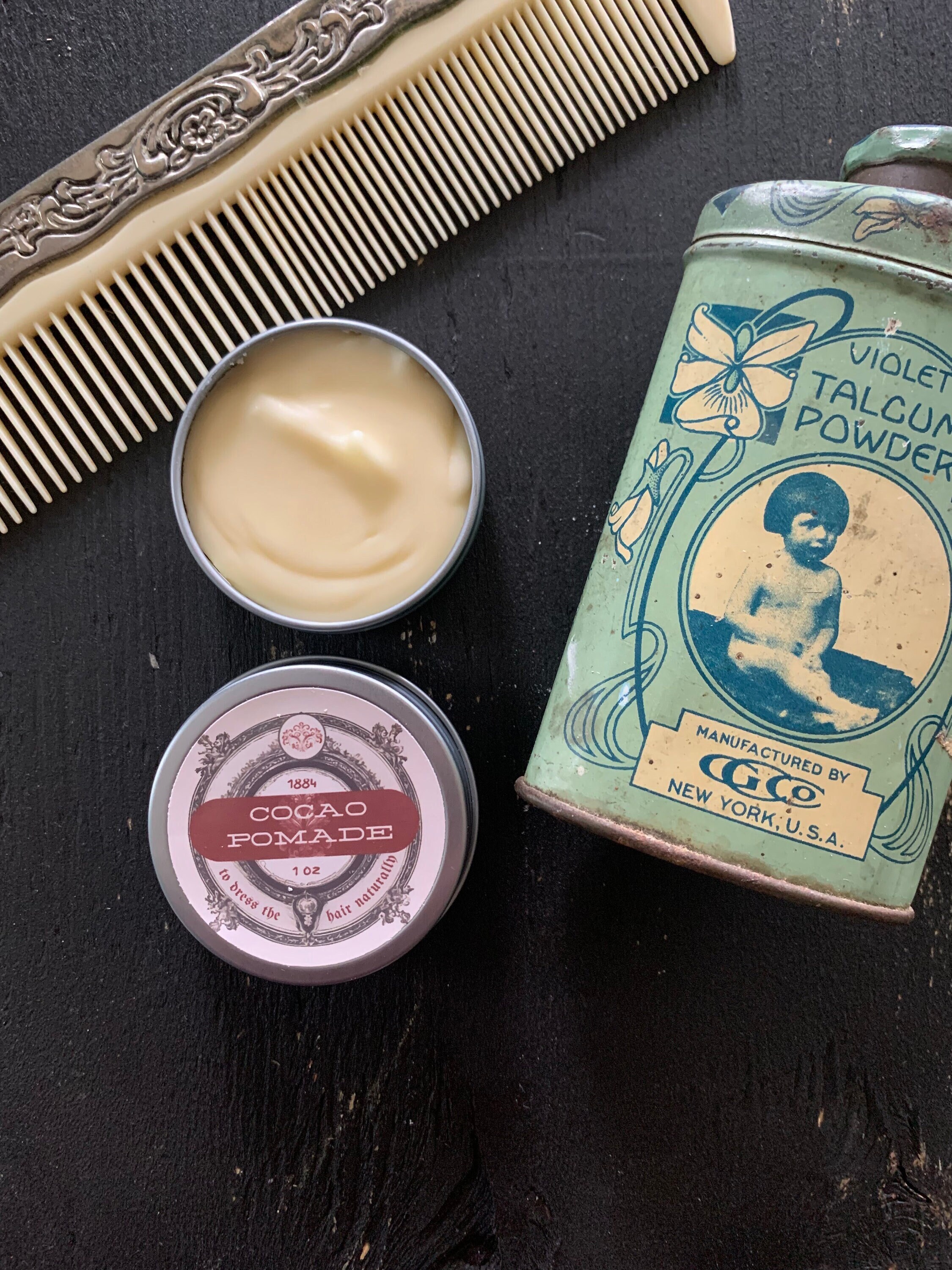 Cocao Pomade 1884 Hard Pomatum Skin and Lip Salve Victorian Hair