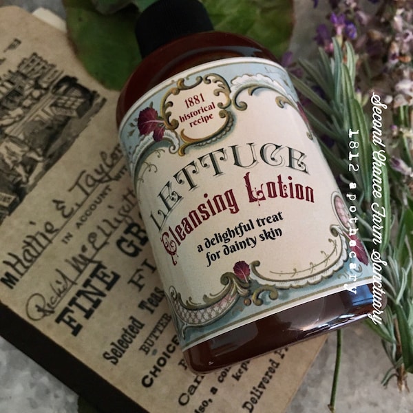 Lettuce Lotion 1881 Sensitive Skin Facial Toner Astringent Victorian Historical Skin Care Organic 4 oz Historical Makeup Vegan Hair Growth