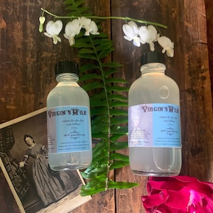 Virgin&#39;s Milk 1833 Facial Cleanser, Natural Skincare, Victorian Makeup, Crafted with Foraged Witch Hazel and Gilead, 18th Century Recipe