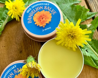 Wild Foraged Dandelion Salve Natural Balm Handcrafted with Almond, Olive, Rosehip & Tamanu Oils Cuticle Balm Green Beauty