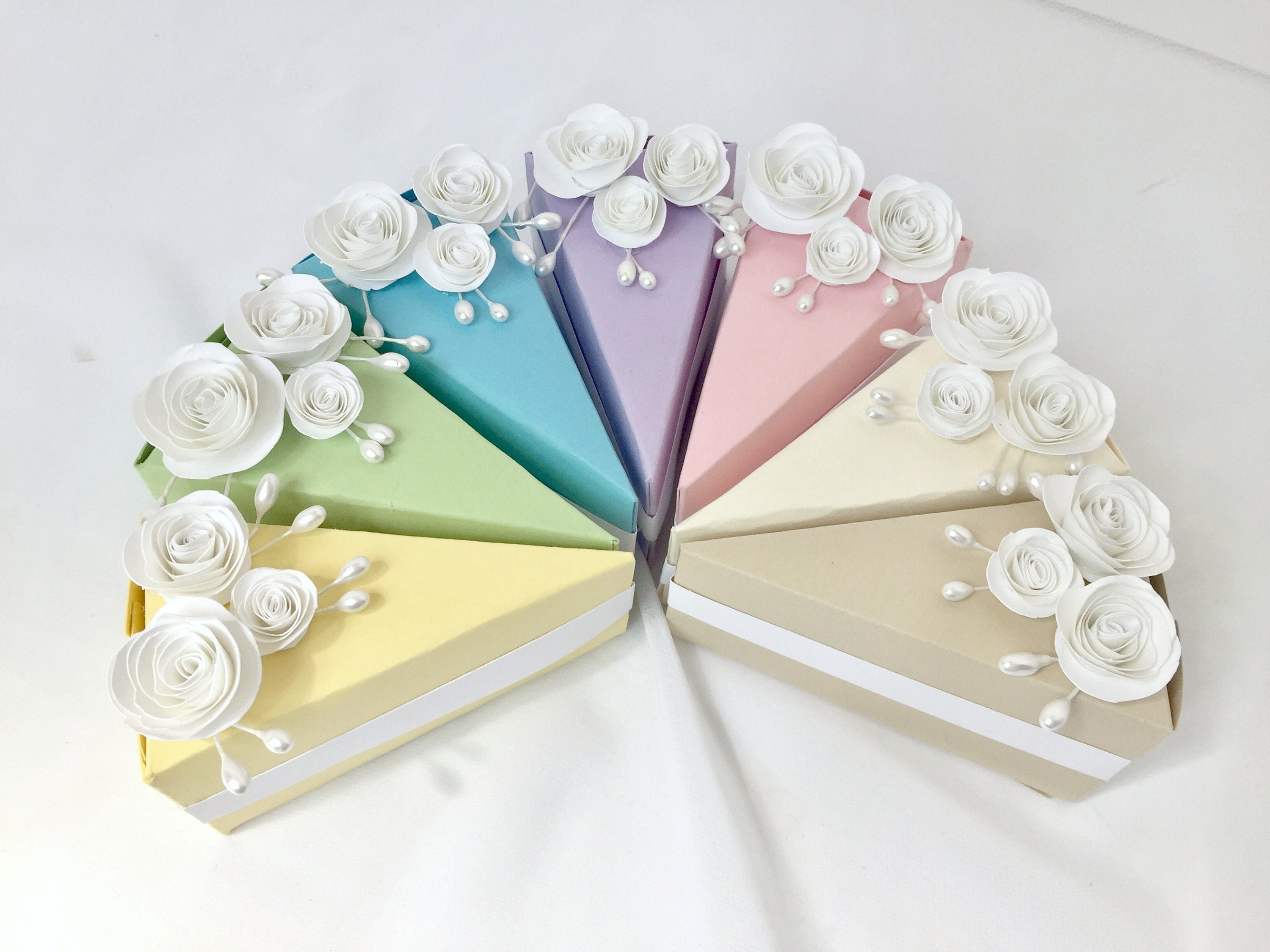 Wedding Favors/Boxes Paper Cake Slice Box / Set Of 12 Light Etsy